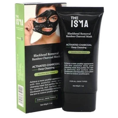 Image of THE ISMA Charcoal Peel Off Face Masks, Black Blackhead Cleanser Purifying Mask, Extractor, Removal 60g