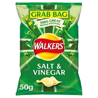 Image of Walkers Salt &amp; Vinegar Flavoured Grab Bag Potato Crisps 32x45g