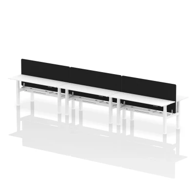 Image of Air B2B 1800x600mm Adjustable 6P Bench Desk CP White/White + Screen