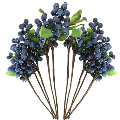 Image of Marooma Artificial Blueberry Fruit, 10Pcs Blue Flowers California Berries Fruit Fake Silk Holly for Home Wedding Party Decor