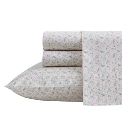 Image of Laura Ashley Full Sheets, Cotton Percale Bedding Set, Lightweight &amp; Breathable Home Decor (Evie Pink, Full)
