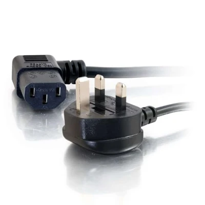 Image of C2G C2G82034 0.5 Metre 18 AWG 90 degree power cable (IEC320C13R to BS1363) Right Angle Kettle lead, Black