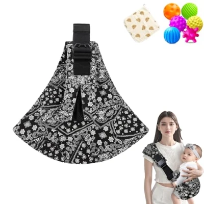 Image of Baby Sling Carrier, Adjustable Easy Toddler Carrier Comfortable Wrap for Newborn Up to 3 36 Months (B&amp;W Flower)