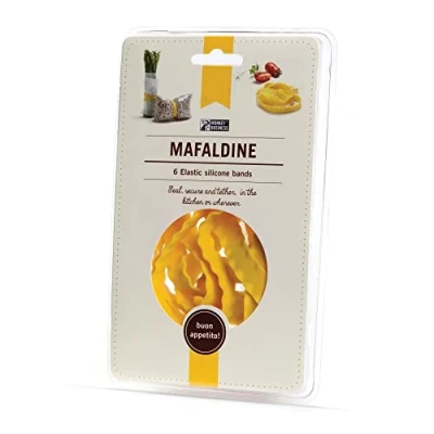 Image of Monkey Business Mafaldine Pasta Design Silikonbänder Set aus 6 elastischen, super starken Bändern für die Küche oder unterwegs