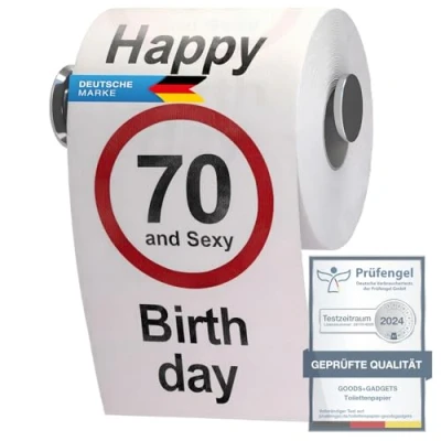 Image of GOODS+GADGETS Funny Birthday Toilet Paper Decoration Gift Item (70th birthday)