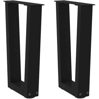 Image of vidaXL Coffee Table Legs V Shape 2 pcs Black 28x(42 43.3) cm Steel