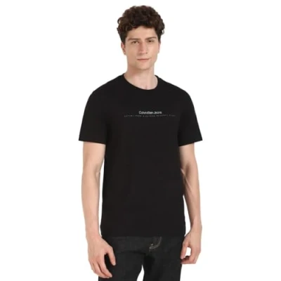 Image of Calvin Klein Jeans Minimal LOGO TEE Print Tshirt, Men&#039;s, Size: Small, Black