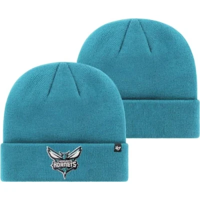 Image of 47 NBA Unisex Adult Primary Logo Cuffed Knit Team Color Beanie Hat Cold Weather Hat, One Size, Charlotte Hornets Teal, size