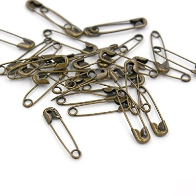 Image of First Steps 50 x Small Metal Safety Pins Tiny 19mm BRONZE Colour