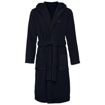 Image of Tommy Hilfiger Men&#039;s Hooded Bathrobe 2s87905573 Bathrobes, Blue (Navy Blazer), XS
