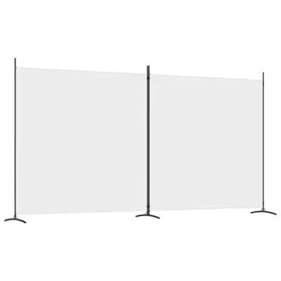 Image of vidaXL Fabric Room Divider, Modern Privacy Screen, 2 Panel Foldable Design, Lightweight and Easy to Store, White, 348x180 cm, Ideal for Living Bedroom.