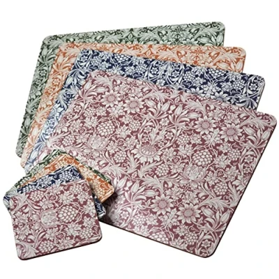 Image of Hardback Placemats &amp; Coasters William Morris Sunflower Set of 4