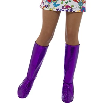 Image of Smiffys GoGo Boot Covers, Purple , 1960&#039;s Groovy Fancy Dress, Adult Dress Up Accessories