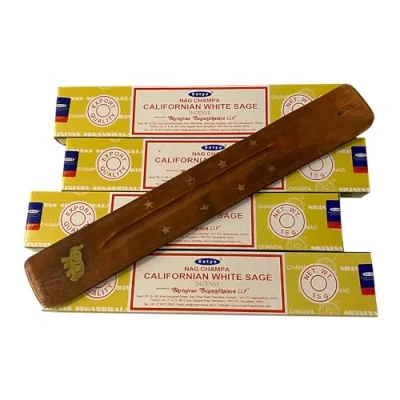 Image of VIE Satya Incense Sticks, 4 Packs x 15g, with Holder, Californian White Sage