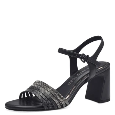 Image of MARCO TOZZI Women&#039;s 2 28383 42 Heeled Sandal, Black Comb, 3.5