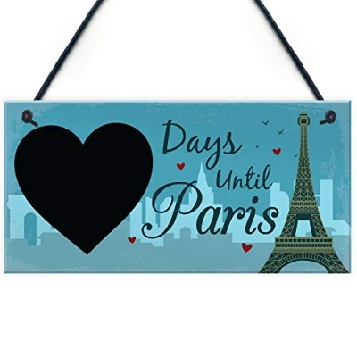 Image of RED OCEAN Chalkboard Holiday Countdown To PARIS Hanging Sign Accessories Best Friend Birthday Gifts Plaque