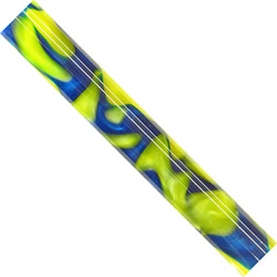 Image of CHARNWOOD Woodturning AR11 Acrylic Pen Blanks Yellow with Blue Swirl