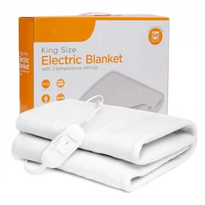Image of Electric Blanket King Size Underblanket with 3 Heat Settings Bed Warmer Overheat Protection 140 X 150cm Heated Washable Mattress Heater Straps