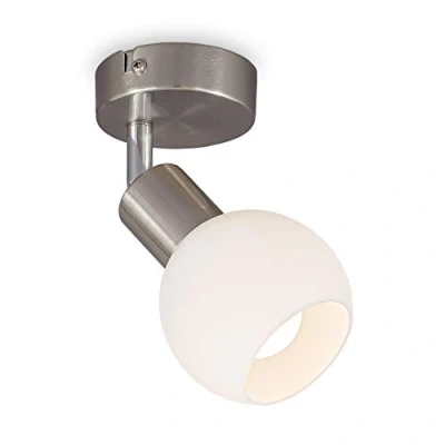Image of B.K.Licht swivelling LED spot with Glass Shade, Ceiling or Wall lamp, E14 Bulb Included, Warm White Light 3,000K, 5W, 470Lm, pivotable