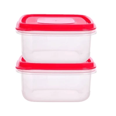 Image of HOMESHOPA Plastic Food Storage Containers, 2 Pack 950ml Sqaure Clear Leakproof Airtight, BPA Free Reusable &amp; Stackable Meal Prep Lunch Boxes, Microwave Freezer Dishwasher Safe
