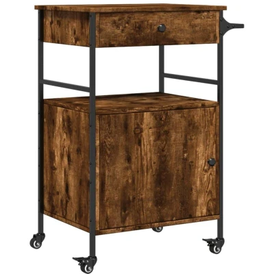 Image of vidaXL Kitchen Trolley Smoked Oak 56x43x89.5 cm Engineered Wood