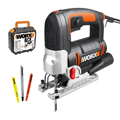Image of WORX WX479 750W Jigsaw,3 in one, Tool Less Blade Change,4 Position Pendulum,Straight&amp;Bevel&amp;curvilinear Cutting, LED Light, Compact, Blade&amp;Spanner&amp;dust Tube&amp;Foot Plate Protection Included