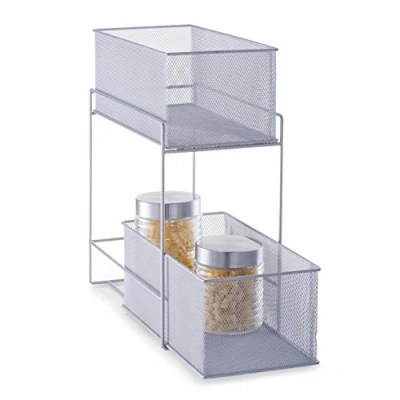 Image of Zeller 17759 18.5 x 35 42 cm Shelf Storage Unit with 2 Removable Baskets Mesh