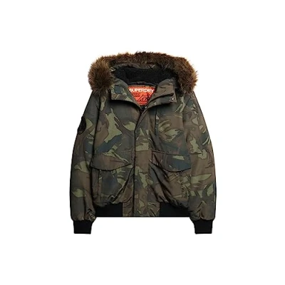 Image of Superdry Men&#039;s Everest Hooded Puffer Bomber Jacket, Camo, XL