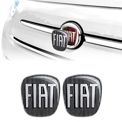 Image of Fiat 14186A 3D Sticker, Black Logo Replacement for 500, 2 Pieces, Front and Rear