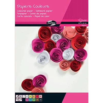 Image of Clairefontaine Ref 26502C Maildor Coloured Paper (Pack of 30 Sheets ) A3 (297 x 420mm) in Size, 120gsm Paper, Deep Dyed Colours Assorted