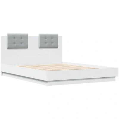 Image of vidaXL Bed Frame with LED without Mattress White 135x190 cm Double
