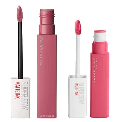 Image of Maybelline New York SuperStay Matte Ink Lip Tint Color 15 Lover + 125 Inspirer 2 Lipsticks with Tip Applicator