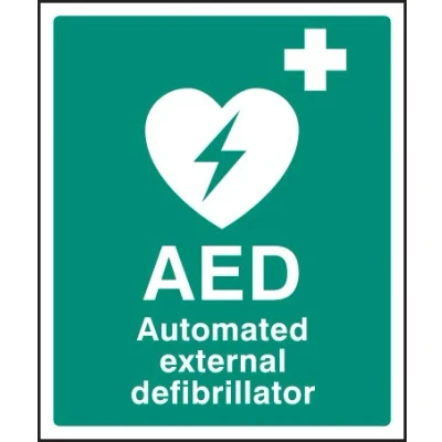 Image of First Aid &amp; Safe Condition Signs AED Automated external defibrillator Self Adhesive Vinyl