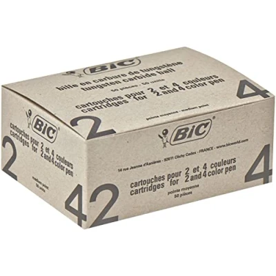 Image of BIC 2 or 4 Colour Pen Refills Red (Box of 50)