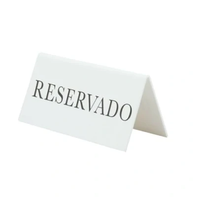 Image of Securit Reservation Table Stands, Reservado Spanish (Set of 5), White, 5x10x4, 5cm