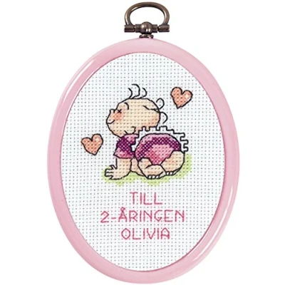 Image of Permin Counted Cross Stitch Kit Baby Girl Mini 2