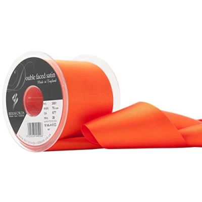 Image of Berisfords Double Faced Satin Ribbon, Flame, 70 mm Width, 20 metre Length