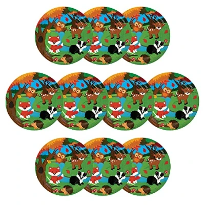 Image of Baker Ross FX158 Woodland Animals Party Plates Pack of 10, Disposable Paper Plates, Kids Table Decoration, Birthday Supplies,