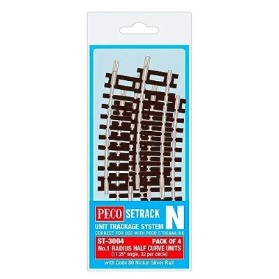 Image of Peco N Set Track 4 X St No.1 Radius Half Curve