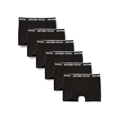 Image of ANTONIO ROSSI (3/6 Pack) Men&#039;s Fitted Boxer Hipsters Mens Boxers Shorts Multipack with Elastic Waistband Cotton Rich, Comfortable Underwear, Black (6 Pack), S