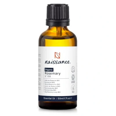 Image of Naissance Organic Rosemary Essential Oil (#108) 50ml Pure, Natural, Certified Organic, Cruelty Free, Vegan, Steam Distilled and Undiluted for Aromatherapy &amp; Diffusers