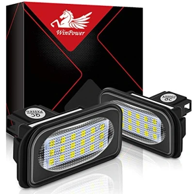 Image of WinPower Error Free 18 SMD LED Number License Plate Light Assembly Cool White Lamps Bulb 6000K for W203 4D, 2 Pieces