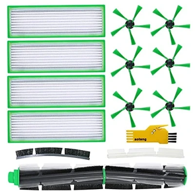 Image of Spare parts for Vorwerk Kobold VR200 VR300 robot vacuum accessories 4 Hepa filter allergy and 6 side brushes 1 main brush