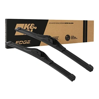 Image of K&amp;N EDGE Wiper Blades: All Weather Performance, Superior Windshield Contact, Streak Free Wipe Technology: 21&quot; + 19&quot; (Pack of 2)