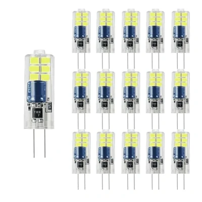 Image of ZHIYUE G4 2W LED Light Bulbs Cool White 6000k 200LM AC220 240V Non Dimmable Replace 20w Halogen Bulb, Bi Pin Base JC Type,Living Room Chandeliers, Wall Lamps, Kitchen (15 Pack)