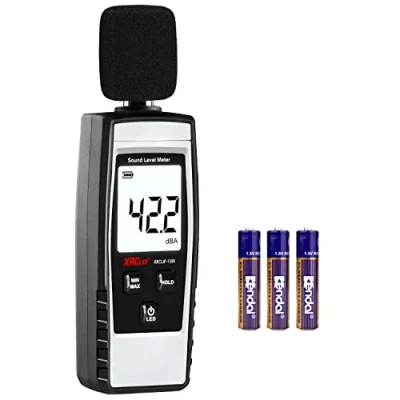Image of Digital Sound Level Meter Hand held dB with Programmable Alarm Value Function, 30 130dB(A) Decibel Noise Tester Measurement LCD Dispaly, Max/Min/Hold Function Gray