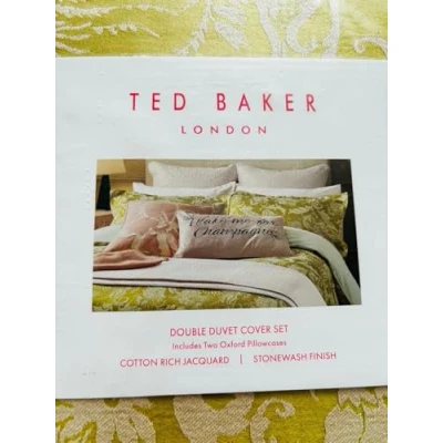 Image of Ted Baker Baroque Weave Double Duvet Cover Set Gold