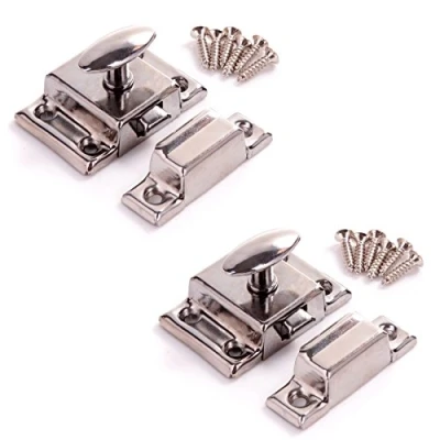 Image of 2X Chrome Cupboard Turn Catches Twist Door Locks