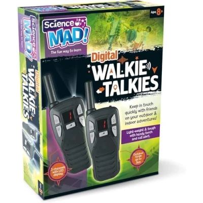 Image of Science Mad Digital Walkie Talkies For Kids Fun Indoor and Outdoor Explorations Features Portable, Lightweight, 3 Channels, 3km Range, Alerts, Night Light, LED Display, 6+ Years