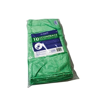 Image of Ramon Hygiene Contract 10 Microfibre Cleaning Cloths, 40x40cm, Janitorial, Bars, Pubs, Kitchens, Bathrooms, Green